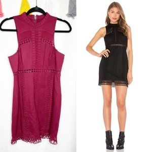 Free People Sky Scraper Mini Dress in Burgundy Red